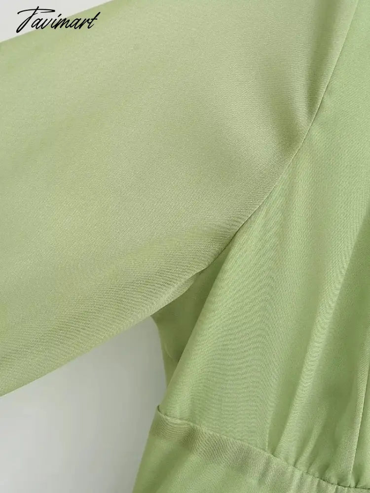 Elegant Party Mini Dress Women French Style Retro V-neck Collect Waist Solid Fashion Chiffon Dress