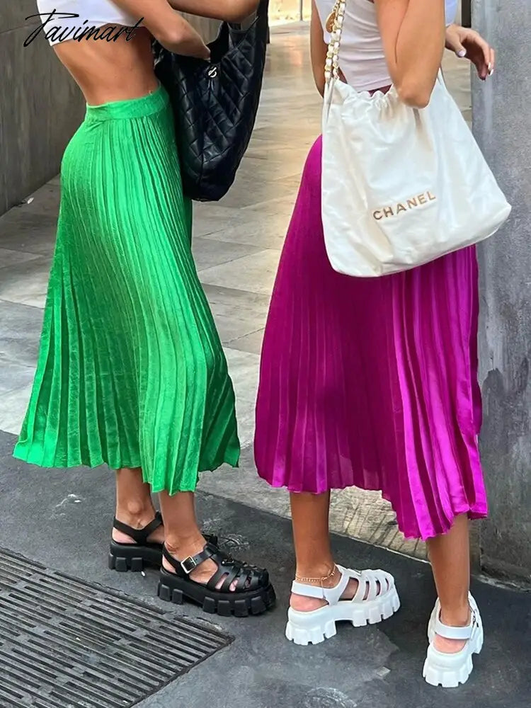 Elegant Pleated Skirts Women Autumn High Waisted Stright Long Skirts Femme Streetwear Black Elastic A-line Skirt