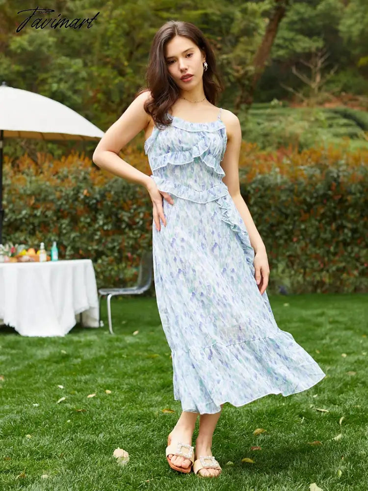 Elegant Ruffle Pleated Slip Dress Sleeveless Boho Summer Beach Cami Dress Purple Backless Sexy Maxi Long Dresses For Women