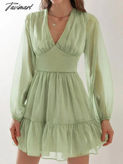 Elegant Satin Mesh High Waist Dress Spring/Autumn Women French Palace Wind A-line Skirt Party Resort Mini Dresses A1930