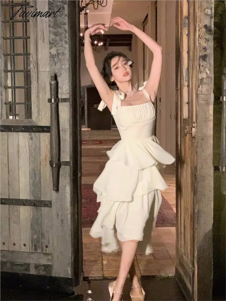 Elegant Sleeveless Female A-line Party Dress Dress Summer Ladies Vestidos Spaghetti Strap Slim Waist Patchwork Women Cake Dress