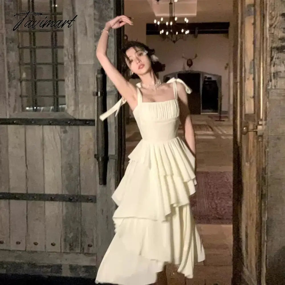 Elegant Sleeveless Female A-line Party Dress Dress Summer Ladies Vestidos Spaghetti Strap Slim Waist Patchwork Women Cake Dress