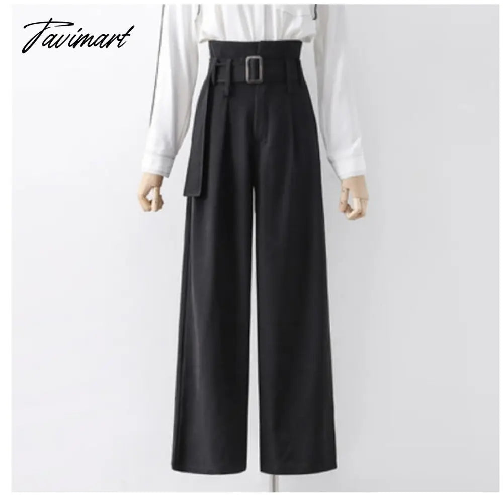 Elegant Straight Pants Women Black Office Wear Blazer Pants Vintage Wide Leg Long Trousers Mujer Chic Office Lady Pants