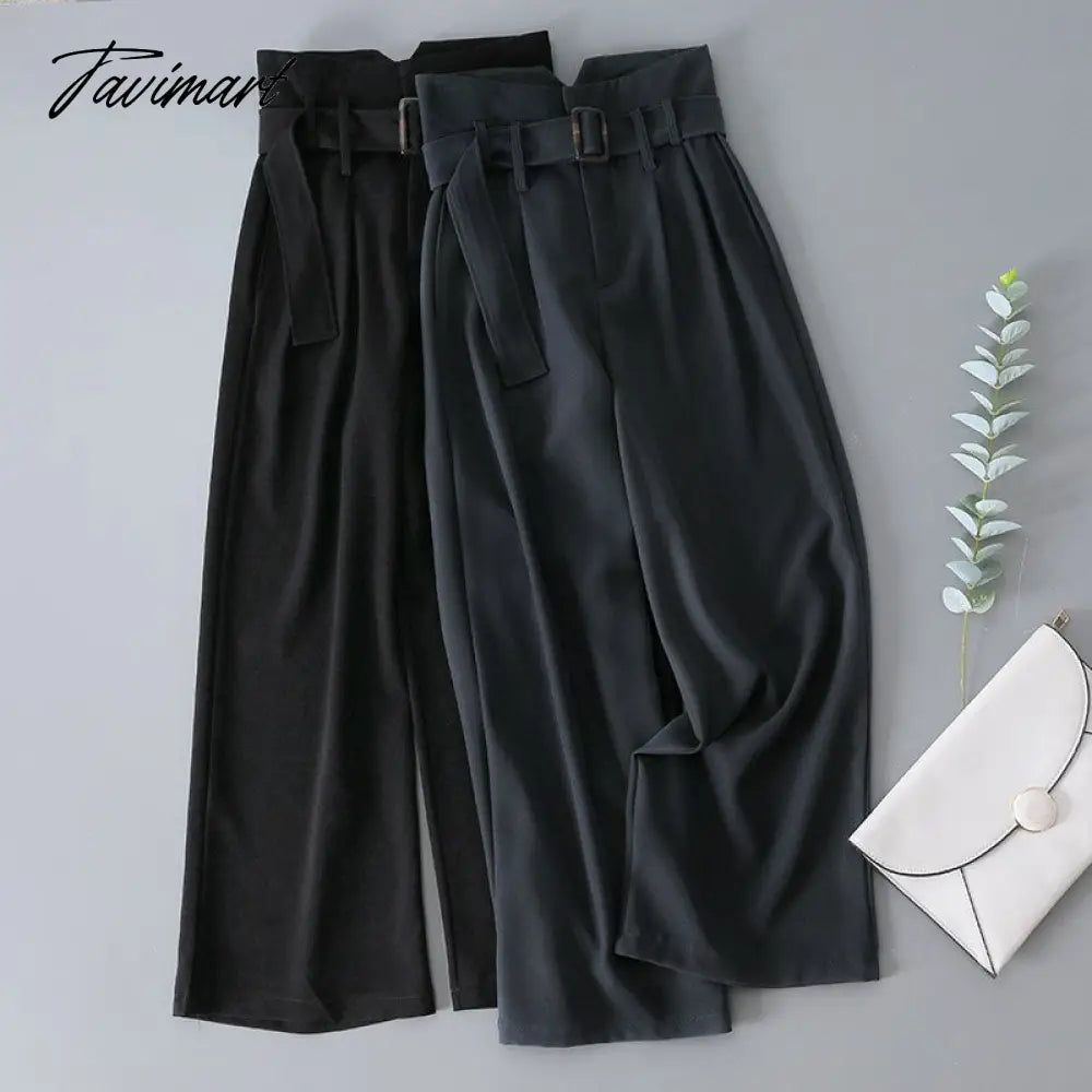 Elegant Straight Pants Women Black Office Wear Blazer Pants Vintage Wide Leg Long Trousers Mujer Chic Office Lady Pants