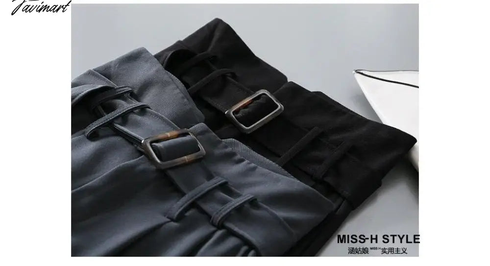 Elegant Straight Pants Women Black Office Wear Blazer Pants Vintage Wide Leg Long Trousers Mujer Chic Office Lady Pants