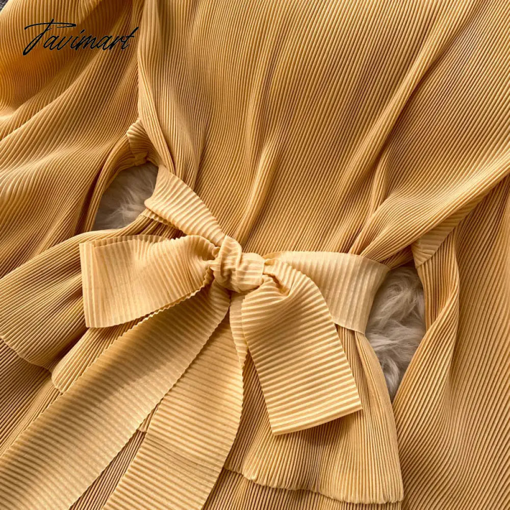 Elegant Women Purple Pant Suits Spring Autumn Solid Puff Sleeve Top Pleated Chiffon Wide-Leg Pants 2 Piece Set Female Outfit