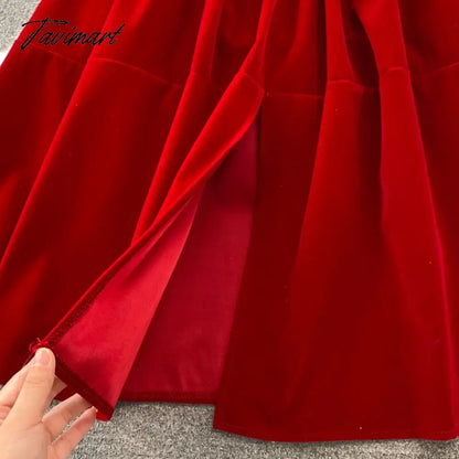 Elegant Women Vintage Velvet Dress Winter Fashion Spaghetti Strap Sleeveless Floral Beading Pockets A-line Midi Party Dress