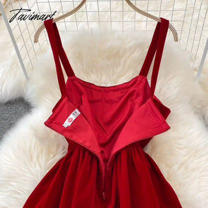 Elegant Women Vintage Velvet Dress Winter Fashion Spaghetti Strap Sleeveless Floral Beading Pockets A-line Midi Party Dress