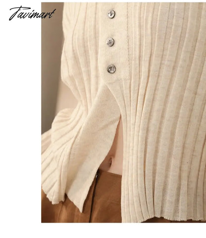 Elegant Wool Knit Sweater Cardigan Autumn Spring Soft Slim Causal Solid Button Skinny High Street Top Women's Clothing