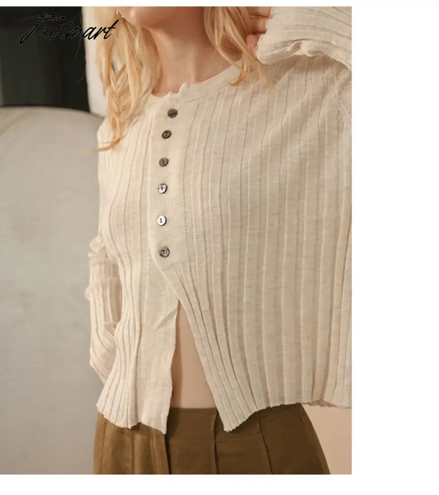 Elegant Wool Knit Sweater Cardigan Autumn Spring Soft Slim Causal Solid Button Skinny High Street Top Women's Clothing