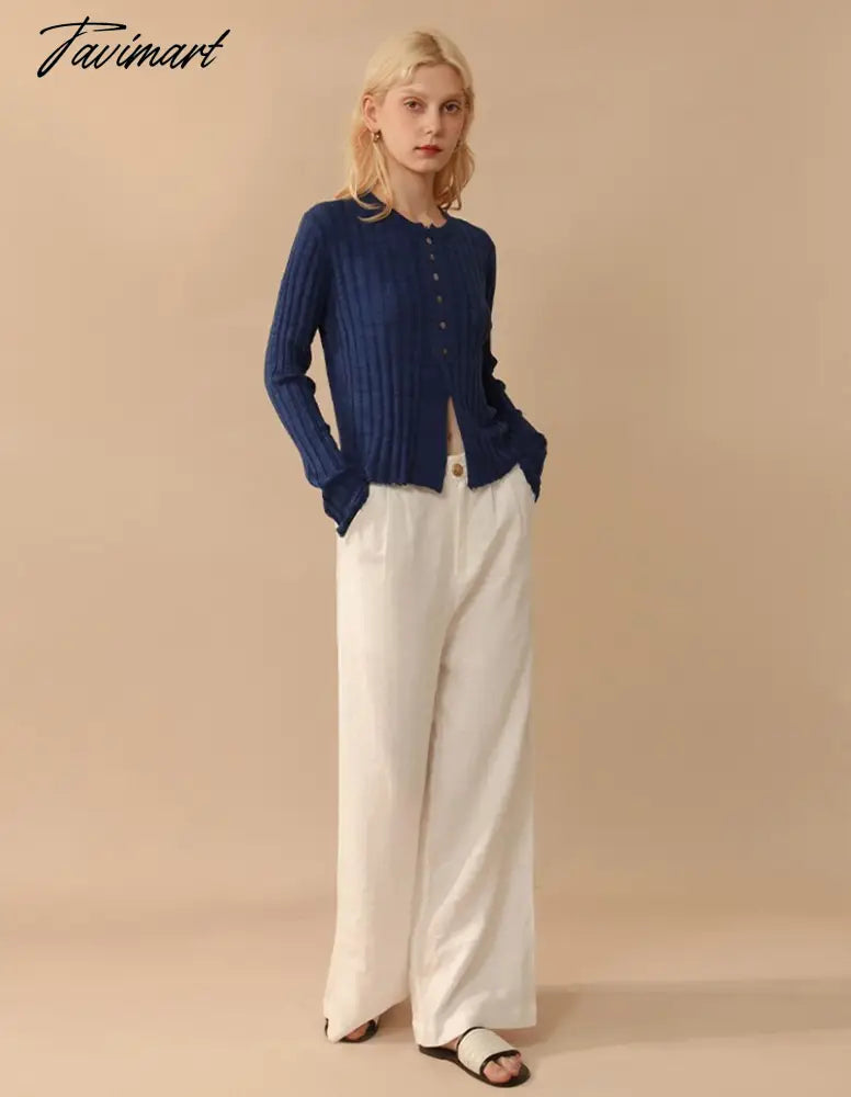 Elegant Wool Knit Sweater Cardigan Autumn Spring Soft Slim Causal Solid Button Skinny High Street Top Women's Clothing