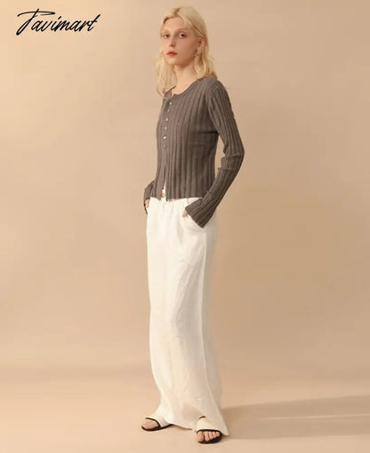 Elegant Wool Knit Sweater Cardigan Autumn Spring Soft Slim Causal Solid Button Skinny High Street Top Women's Clothing