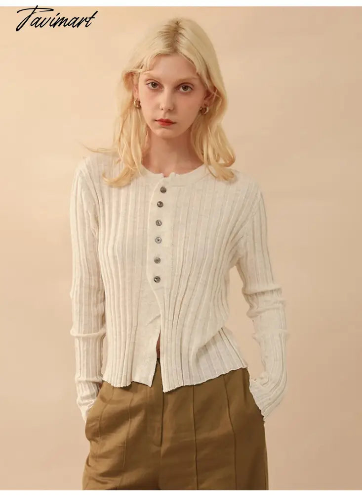 Elegant Wool Knit Sweater Cardigan Autumn Spring Soft Slim Causal Solid Button Skinny High Street Top Women's Clothing