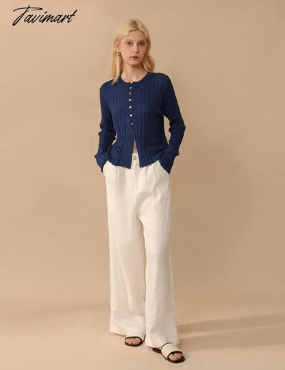 Elegant Wool Knit Sweater Cardigan Autumn Spring Soft Slim Causal Solid Button Skinny High Street Top Women's Clothing