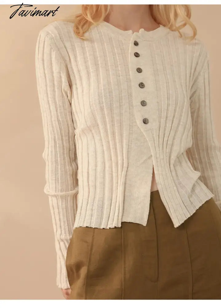 Elegant Wool Knit Sweater Cardigan Autumn Spring Soft Slim Causal Solid Button Skinny High Street Top Women's Clothing