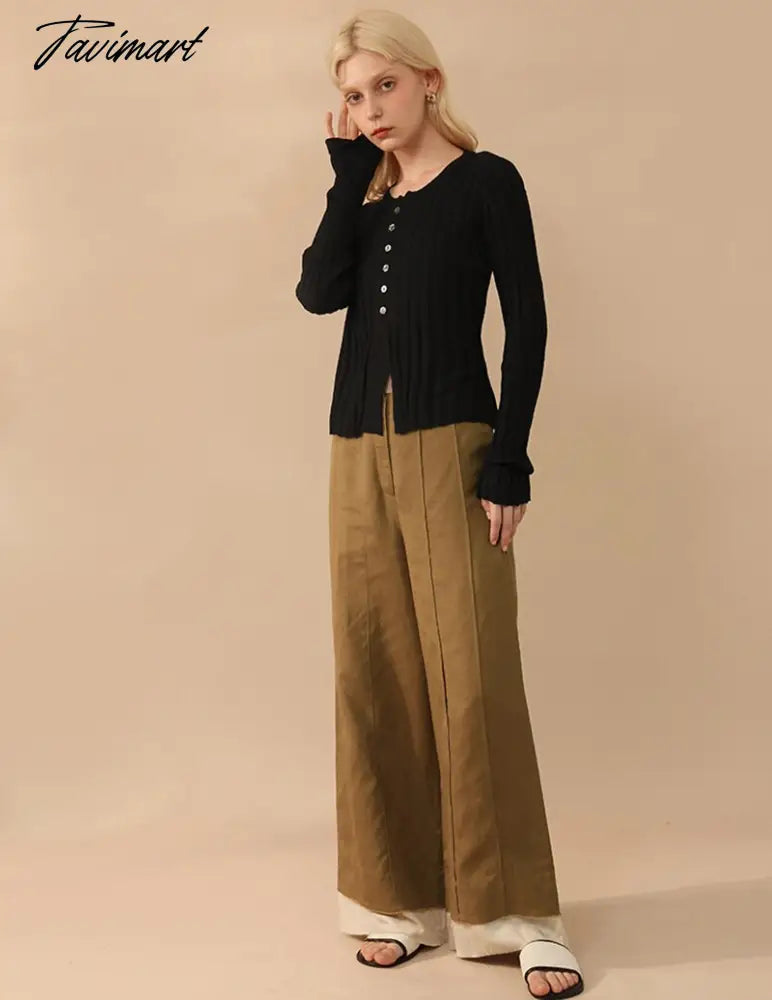 Elegant Wool Knit Sweater Cardigan Autumn Spring Soft Slim Causal Solid Button Skinny High Street Top Women's Clothing