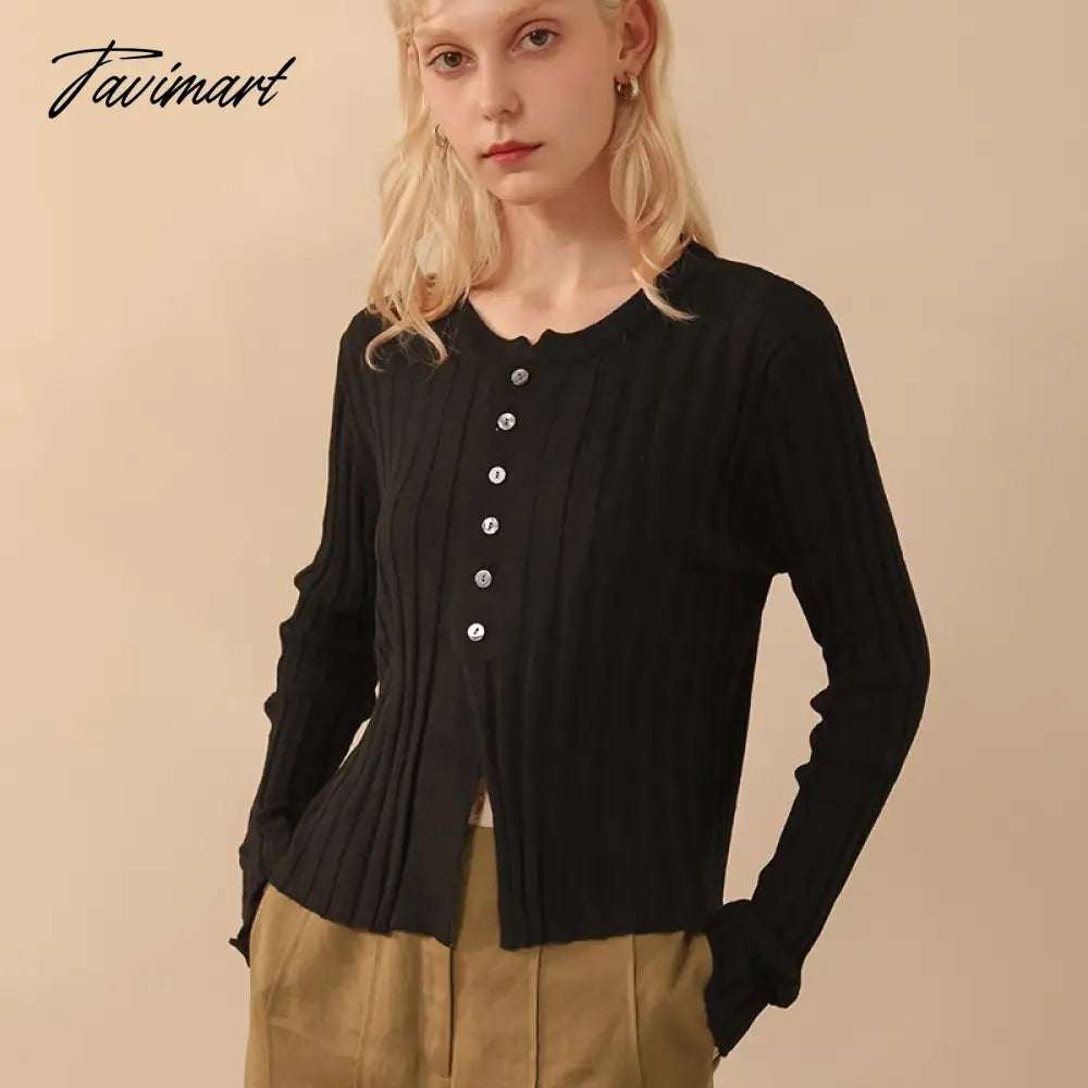 Elegant Wool Knit Sweater Cardigan Autumn Spring Soft Slim Causal Solid Button Skinny High Street Top Women's Clothing