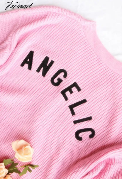 Embroidered Angelic Pink Knitted Cardigan Cozy Loose Fit Front button Sweater Women Soft Girl Moco Pastel Grunge Aesthetic Y2K