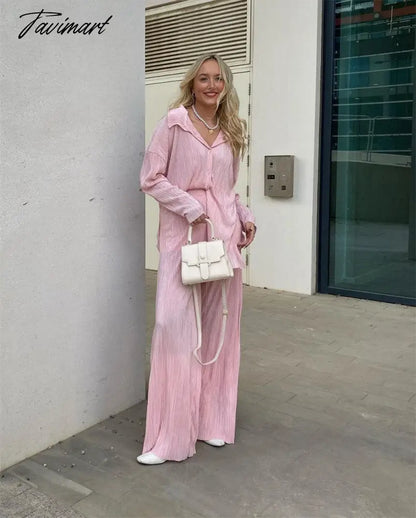 European American fashion Causal Pleated Pants Blouse Shirt 2 Pieces Set Women Suits Straight Trousers