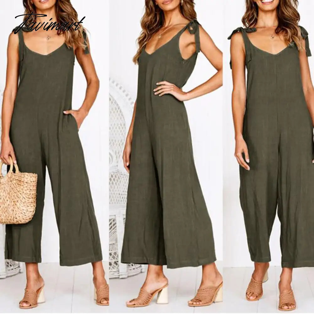 European And American Summer New Women's Casual Solid Color Strapless Backless Loose Jumpsuit Beach Vacation Suspenders Jumpsuit