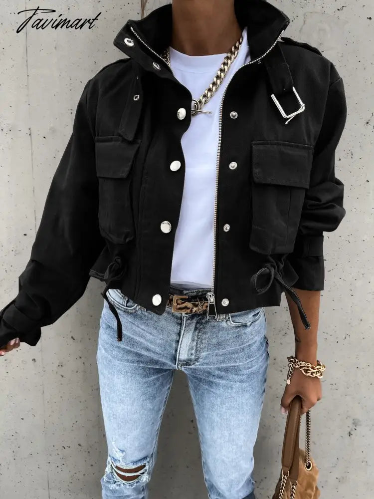Fashion Autumn and Winter New Women's Coat Solid Locomotive Short Jacket Warm Winter Wear