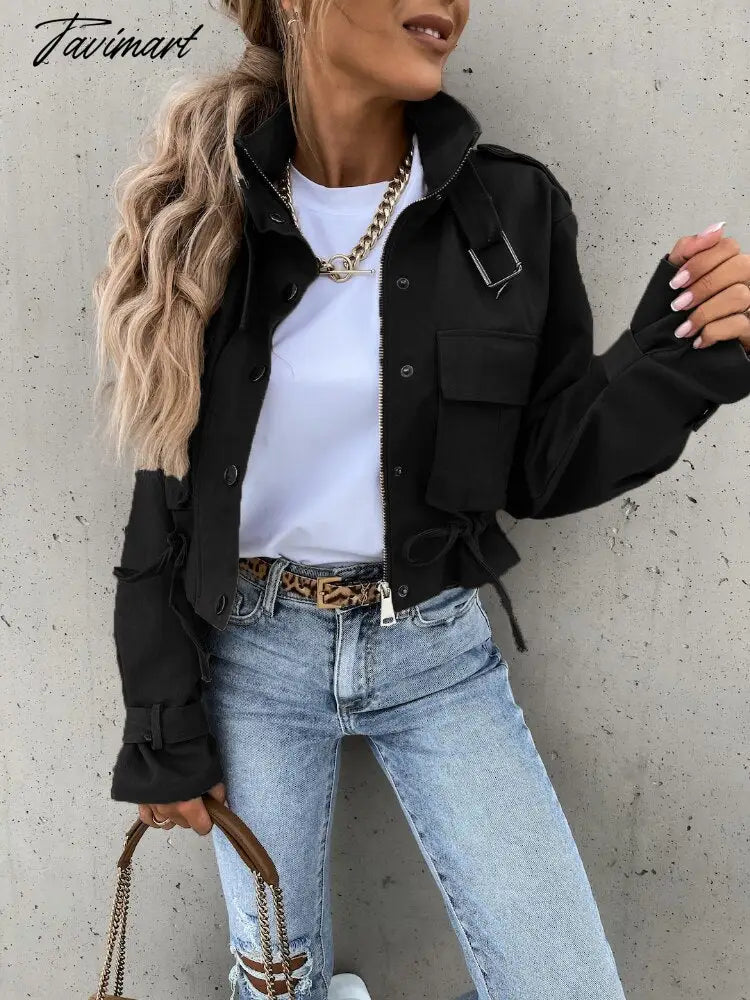 Fashion Autumn and Winter New Women's Coat Solid Locomotive Short Jacket Warm Winter Wear