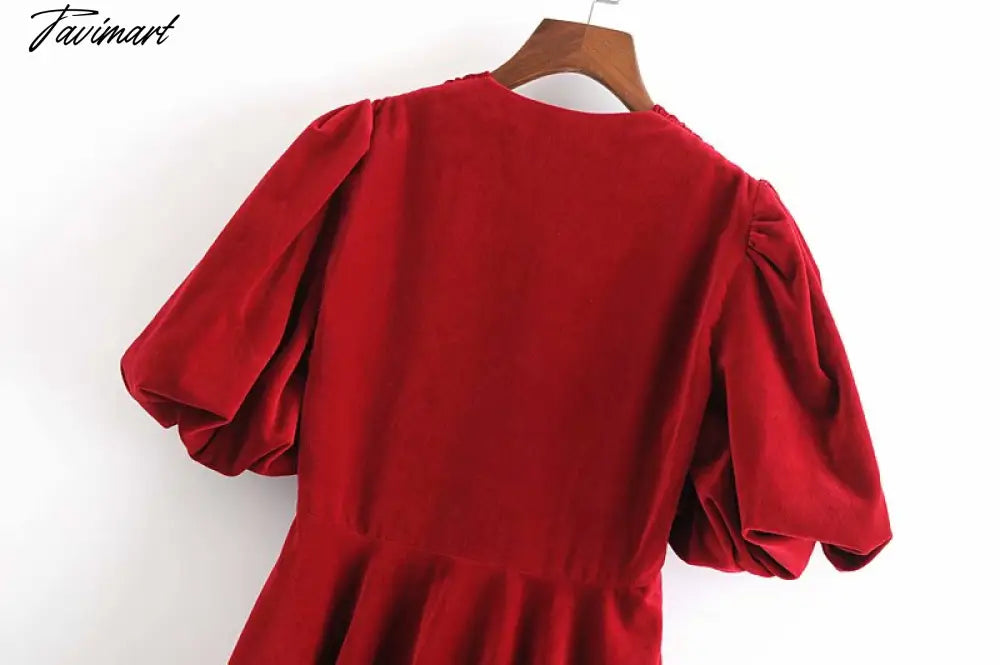 Fashion Deep V Puff Sleeve Black Woman Dress Palace Wind Vintage Mini Dress Spring Elegant Party Dress