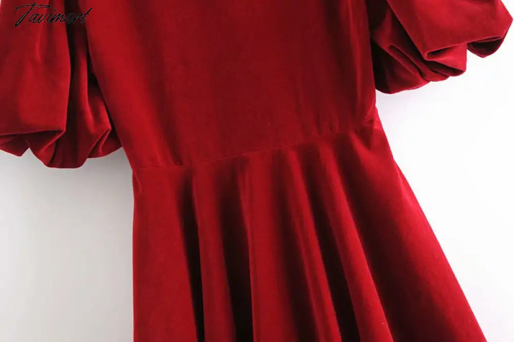 Fashion Deep V Puff Sleeve Black Woman Dress Palace Wind Vintage Mini Dress Spring Elegant Party Dress