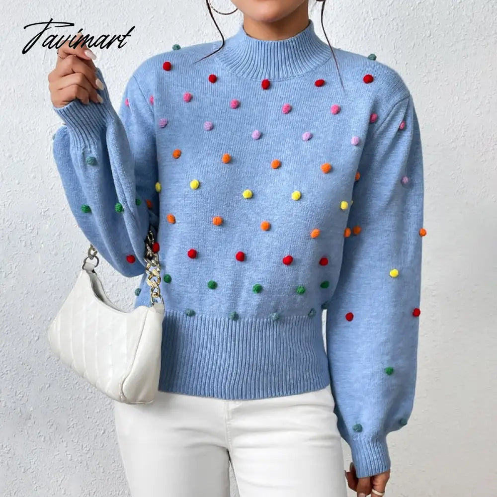 Fashion Knitting Women's Sweater Pullovers for Winter Women's Sweater New Mock Neck Beaded Knit Sweater Women's