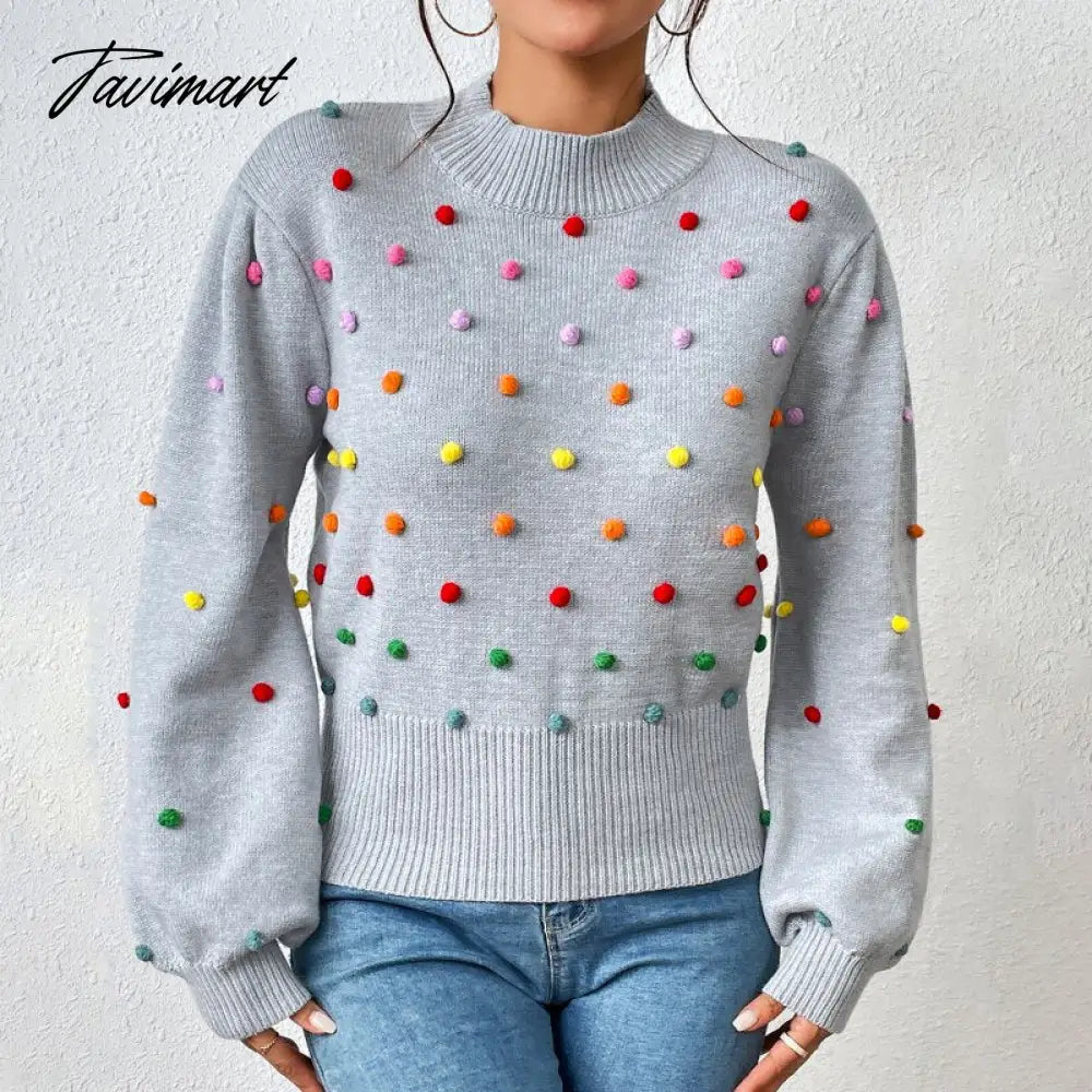 Fashion Knitting Women's Sweater Pullovers for Winter Women's Sweater New Mock Neck Beaded Knit Sweater Women's