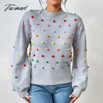 Fashion Knitting Women's Sweater Pullovers for Winter Women's Sweater New Mock Neck Beaded Knit Sweater Women's