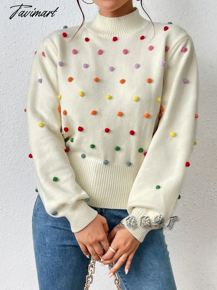 Fashion Knitting Women's Sweater Pullovers for Winter Women's Sweater New Mock Neck Beaded Knit Sweater Women's