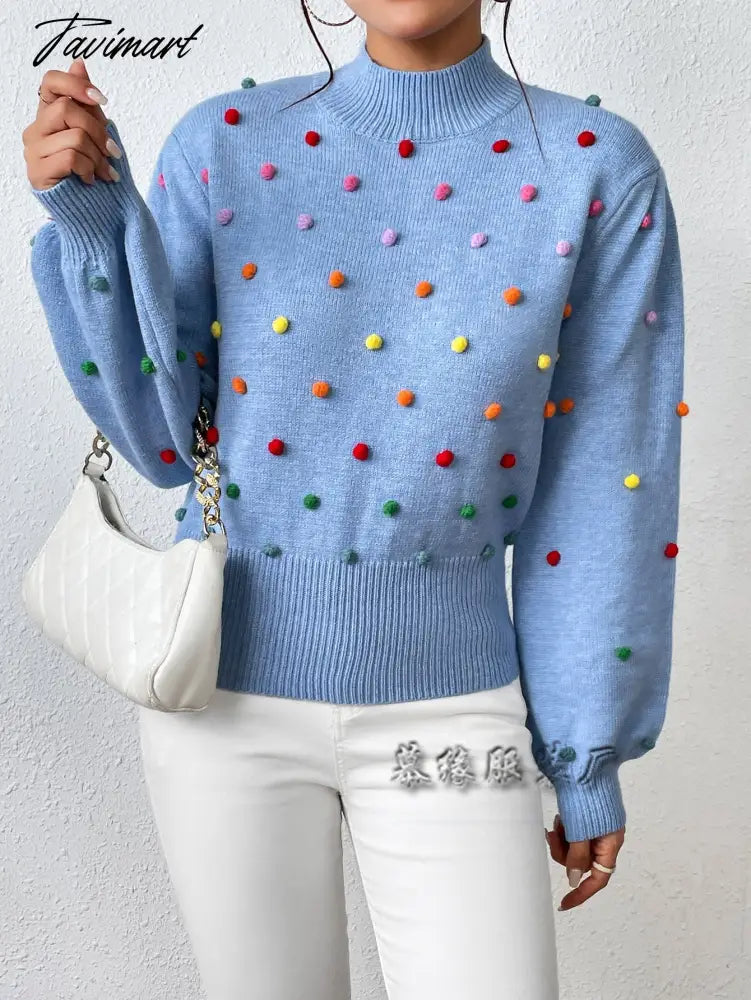 Fashion Knitting Women's Sweater Pullovers for Winter Women's Sweater New Mock Neck Beaded Knit Sweater Women's