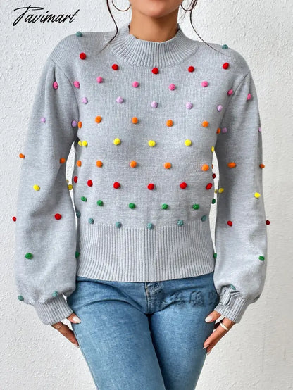 Fashion Knitting Women's Sweater Pullovers for Winter Women's Sweater New Mock Neck Beaded Knit Sweater Women's