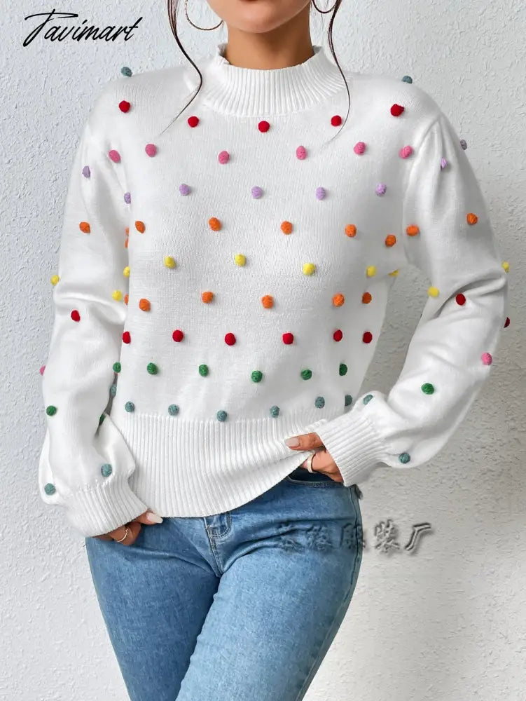 Fashion Knitting Women's Sweater Pullovers for Winter Women's Sweater New Mock Neck Beaded Knit Sweater Women's