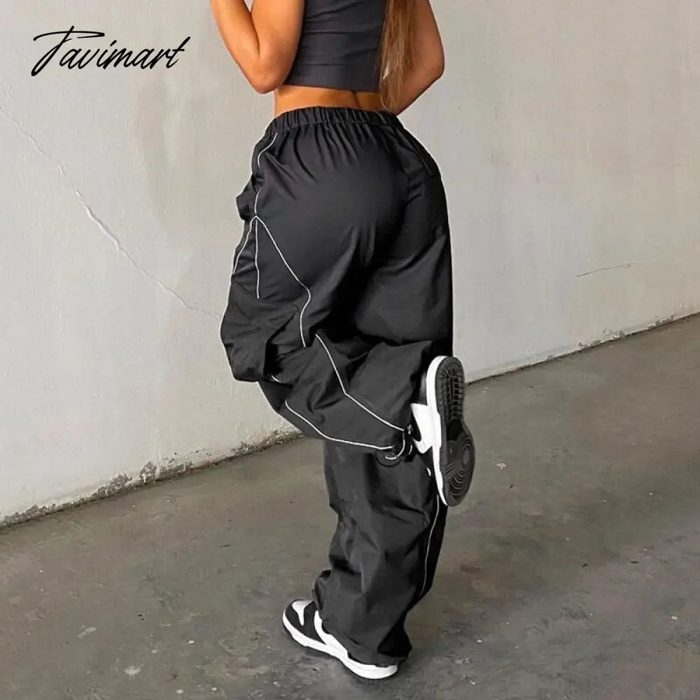 Fashion Lady Stitch Color Loose Sweatpants Women Joggers Summer High Waist Drawstring 2yk Pants Long Trouser High Street