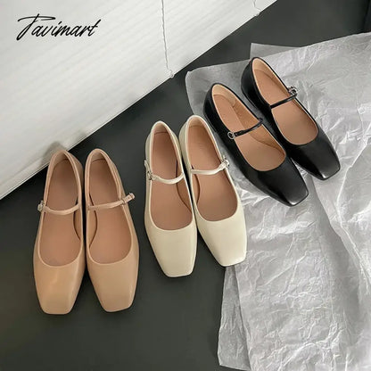 Fashion Pumps New High Quality Genuine Leather Vintage Mary Jane Shoes Square Toe High Heels Flat Shoes Lightweight Shoes