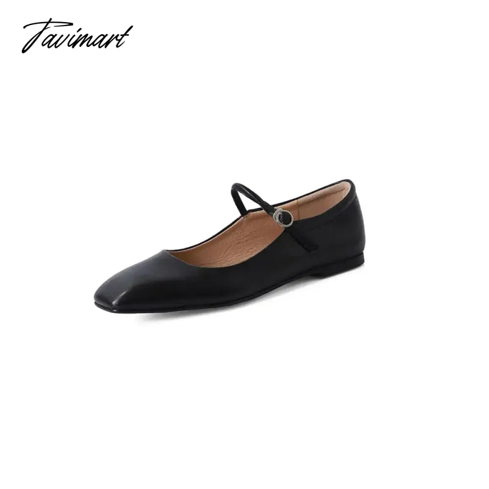 Fashion Pumps New High Quality Genuine Leather Vintage Mary Jane Shoes Square Toe High Heels Flat Shoes Lightweight Shoes