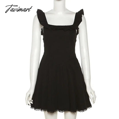 Fashion Sleeveless High Waist Mini Corset Dresses Women Elegant Summer Ruffles Backless Tunics A-line Holiday Party Dress
