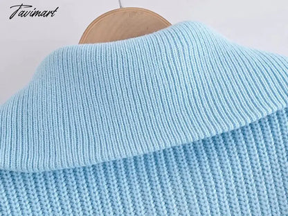 Fashion V-Neck With Zipper Solid Winter Pullover Long Sleeve Kintted Women Casual Sweater Cropped Tops Pull Femme