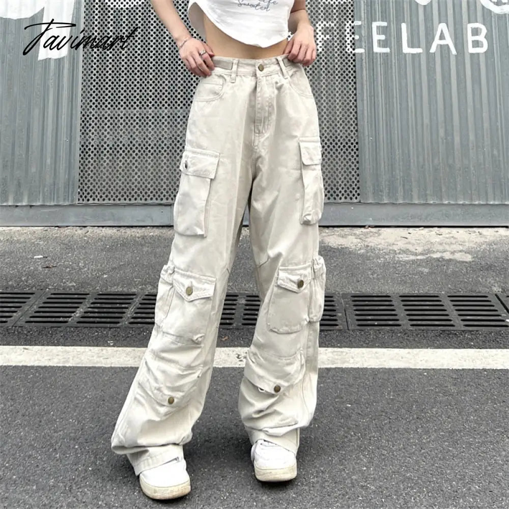 Fashion Wide Leg Techwear American Full Length High Street Pockets Cargo Safari Style Straight Vintage Pants Hip Hop Pantalones