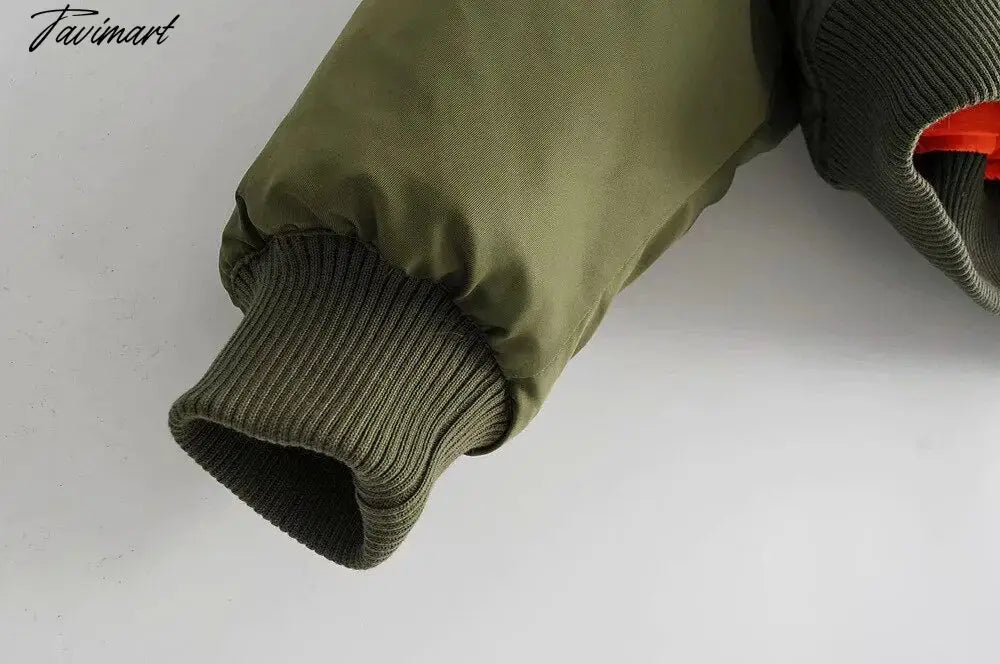 Fashion Women Basic Loose Padded Bomber Jacket Coat Vintage Leisure Long Sleeve Zipper Warm Female Outerwear Elegant Tops