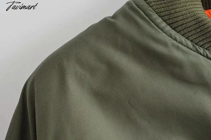 Fashion Women Basic Loose Padded Bomber Jacket Coat Vintage Leisure Long Sleeve Zipper Warm Female Outerwear Elegant Tops