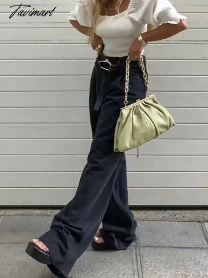 Fashion Women's Jeans Bottom Casual Straight Leg Baggy Jeans Fall Boyfriend Long Trousers High Waist Denim Pants