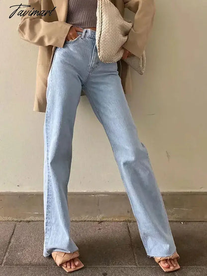 Fashion Women's Jeans Bottom Casual Straight Leg Baggy Jeans Fall Boyfriend Long Trousers High Waist Denim Pants