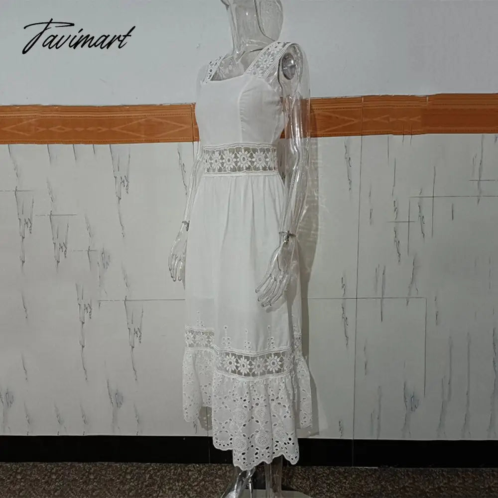 Fashion женское платье White Summer Dress Sexy Backless Lace Midi Dress Hollow Out Vintage Chic Party Dresses Vestidos