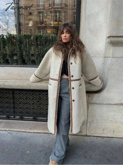 Faux Woolen Loose Cotton Jackets For Women Winter Single Breasted Long Fleece Overcoat Female Thicken Warm Streetwear Coats