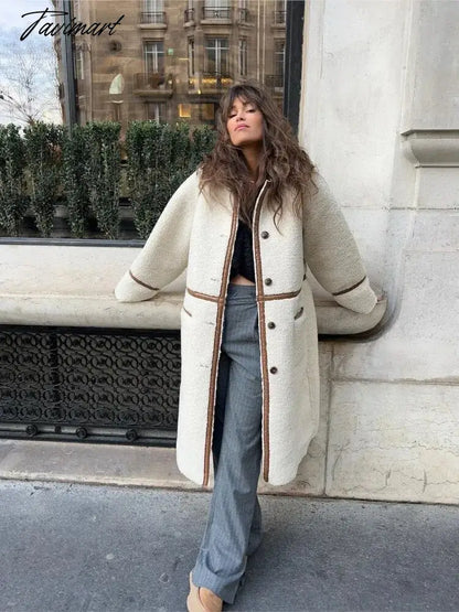 Faux Woolen Loose Cotton Jackets For Women Winter Single Breasted Long Fleece Overcoat Female Thicken Warm Streetwear Coats