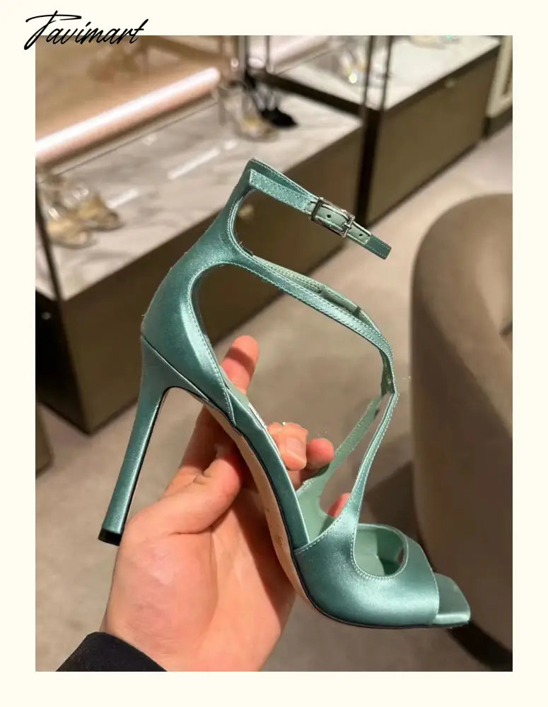 Fish Mouth High Heel Shoes for Women's New Style Square Headed Slim Heel Open Toe Sexy European and American High Heel Sandals