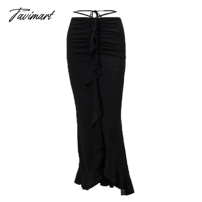 Fishtail Skirt Flounces Midi Skirt Low Waist Tweed dress Folds Night Club Outfit Fashion Sexy Women's Dresses Luxury